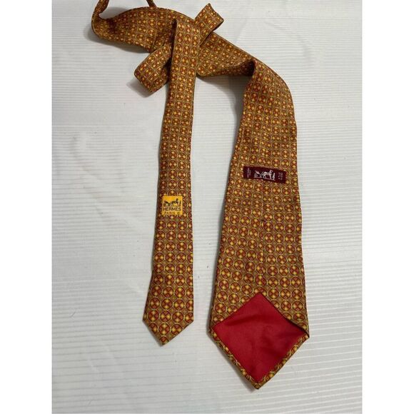Hermes Geometric Pattern Silk Tie Necktie - Picture 2 of 7